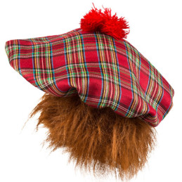 Béret Mr Tartan rouge avec...