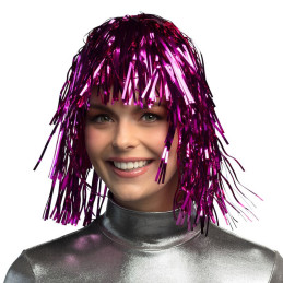 Perruque lamée rose en...