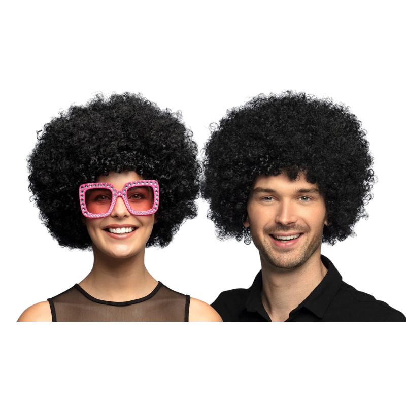 Perruque Afro noire polyester - Diam. 30cm - Décors du monde