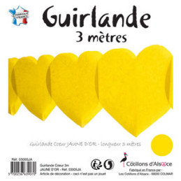 Guirlande coeurs 3 m - Jaune 