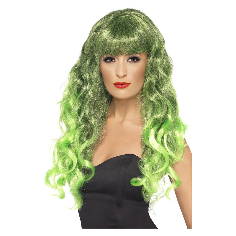 Perruque Sirène Smiffys - Cheveux Longs Bouclés Blancs Avec Frange - Déguisement Adulte Taille Unique