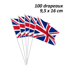Sachet 100 drapeaux papier 9.5 x 16cm  - Royaume Uni