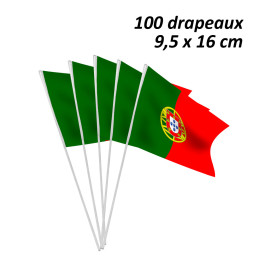 Sachet 100 drapeaux papier 9.5 x 16cm  - Portugal