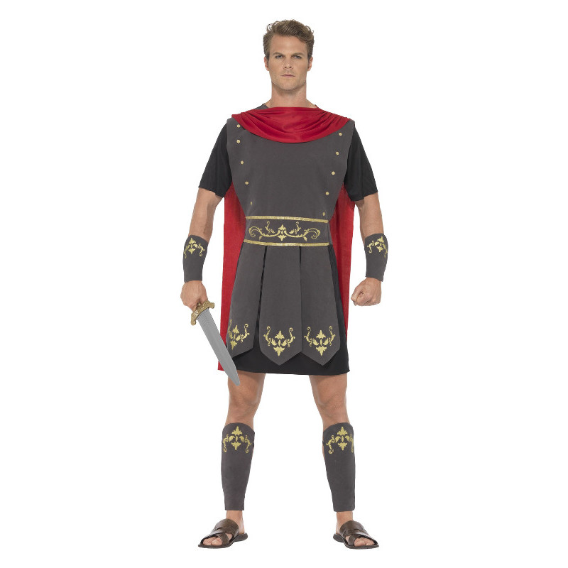 Noir manchettes et bandeau Smiffys Costume guerrier romain avec robe et cape attachée 