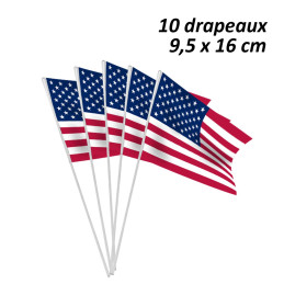 Sachet 10 drapeaux papier 9.5 x 16cm  - Etats Unis
