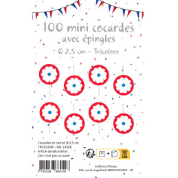 100 cocardes tricolores carton  avec épingle