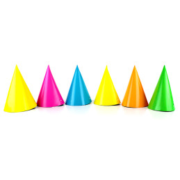 6 chapeaux FLUO en carton 