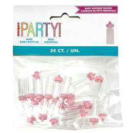 24 minis biberons roses 