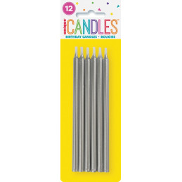 12 Bougies 13 cm - argent...