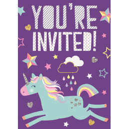 8 Invitations Licorne 