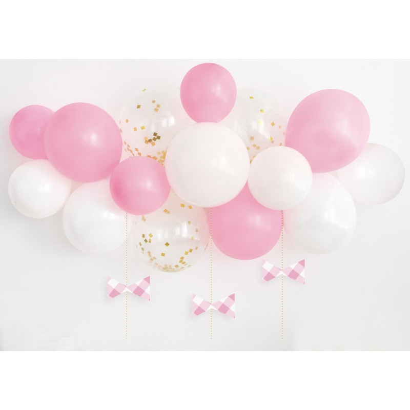 Grossiste Kit 35 ballons latex pour Arche ballons rose blanc transparent, Réservé aux professionnels