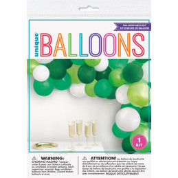 Grossiste Kit de 40 ballons latex pour arche à ballons vert et blanc, Réservé aux professionnels
