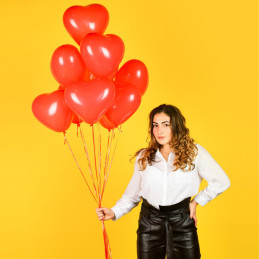 25 ballons coeur rouge 26 cm 