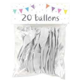 20 Ballons latex  BLANC 25 cm 