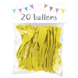 20 Ballons latex JAUNE 25 cm 