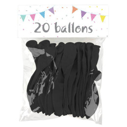 20 Ballons latex  NOIR 25 cm 
