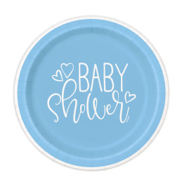 8 Assiettes bleues 23 cm -...