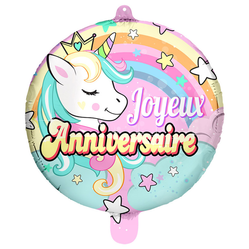 Ballon Foil Anniversaire Licorne