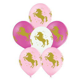 6 Ballons latex LICORNE OR...