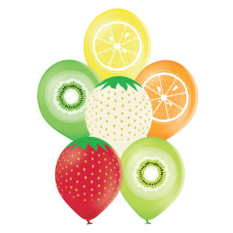 6 Ballons latex FRUITS 30 cm
