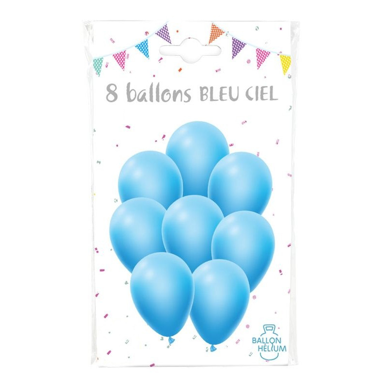 Grossiste 8 Ballons bleu ciel 30 cm, Réservé aux professionnels