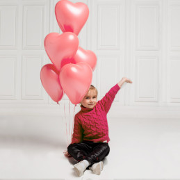5 Ballons petit coeur rose...