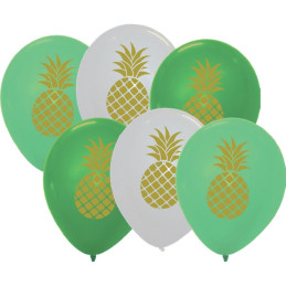 6 Ballons imprimés Ananas 