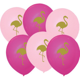 6 Ballons imprimés flamant...
