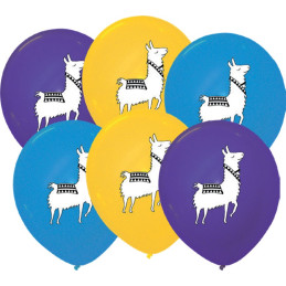 6 Ballons imprimés Lama