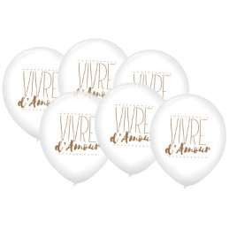 6 Ballons Vivre d'Amour  30 cm