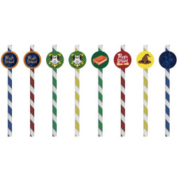8 pailles carton blasons...