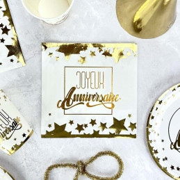 Nouveau : vaisselle anniversaire adulte végétal et or - Mesa Bella