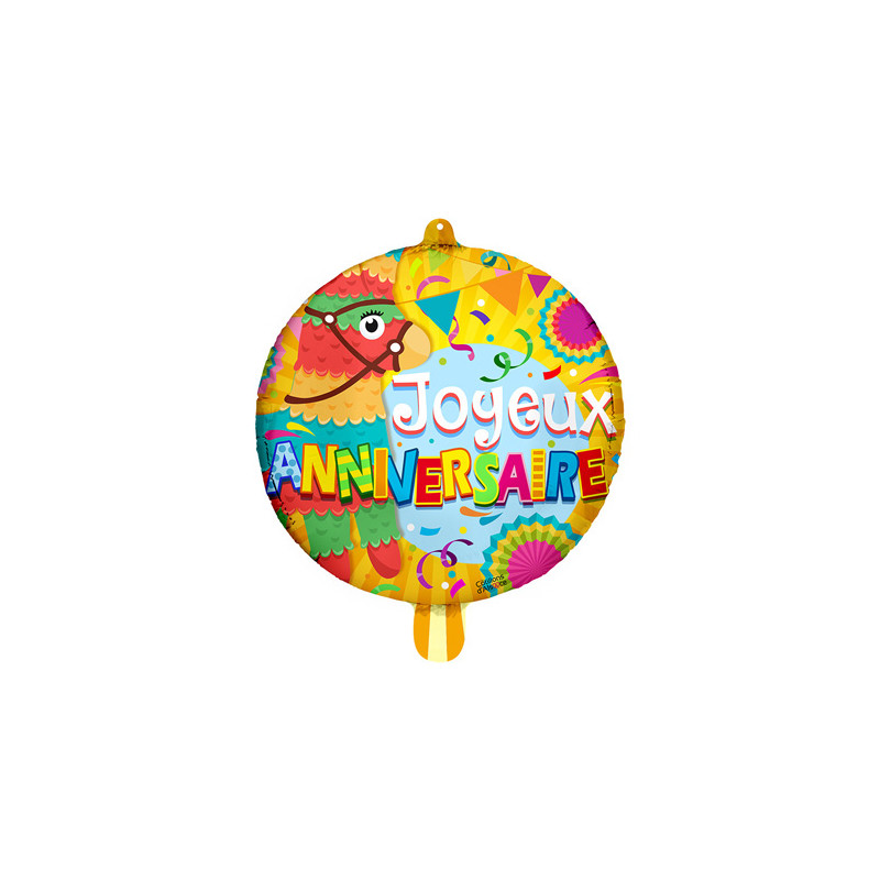 Grossiste Ballon Foil 45cm Joyeux Anniversaire Lama Latino