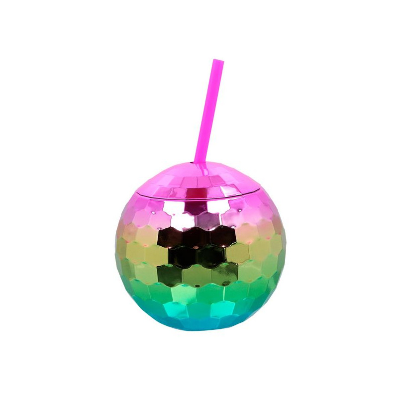 and - Gobelet boule disco avec paille Goud - Glitter & Glamour