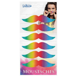 Set 6 Moustaches Arc-en-ciel 