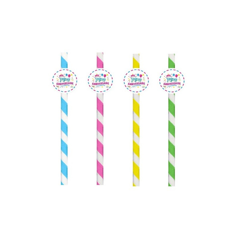 20 serviettes Joyeux Anniversaire Multicolore