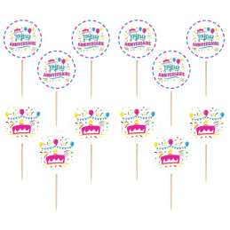 12 Cake toppers JOYEUX...