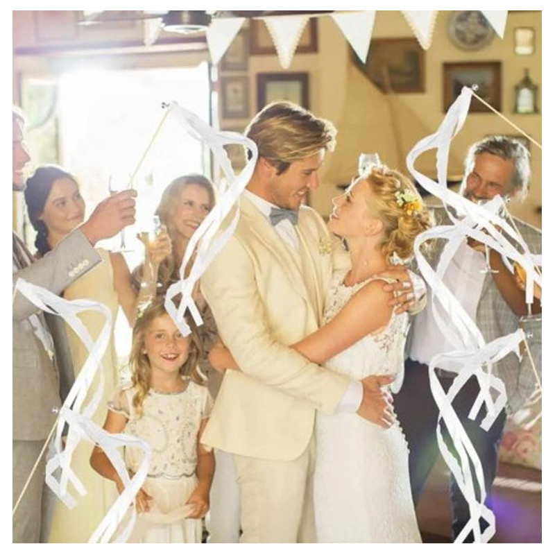 Grossiste Baguettes de Mariage x 12 avec clochette et rubans Réservé