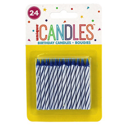24 Bougies bleues en spirale DESTOCKAGE 