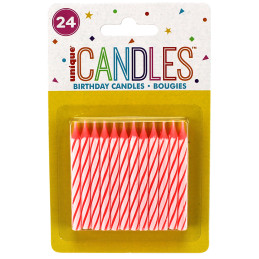 24 Bougies spirales roses DESTOCKAGE 