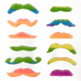 12 Moustaches adhésives NEON 