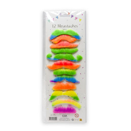 12 Moustaches adhésives NEON 