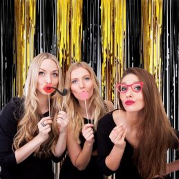 Rideau foil BICOLORE NOIR OR 200 X 100 CM
