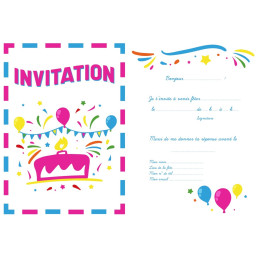 8 Invitations papier JOYEUX...