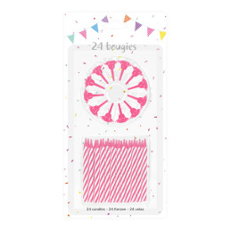 24 bougies ROSES 6cm avec...