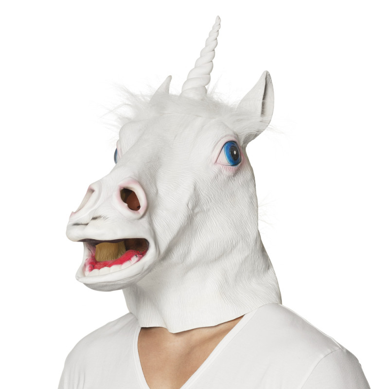Masque Latex Licorne Corne Blanche Clown Cotillons D Alsace