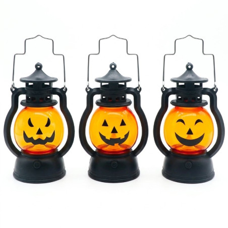 Lot De 3 Lanternes Citrouille LED - Décoration Automne Et Halloween - Lumière Chaude, Piles Incluses