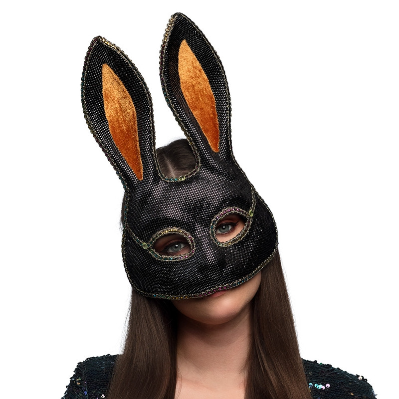 Grossiste Demi-masque Mystery Bunny noir | Réservé aux professionnels | CDA