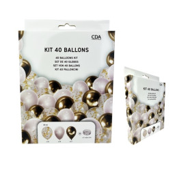 Kit 40 ballons 30 cm OR/BLANC