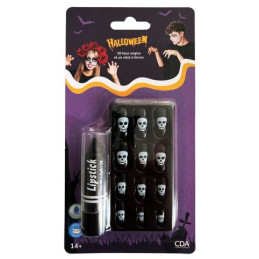 10 Faux ongles SKULL +...